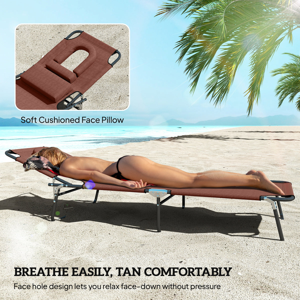Tumbona plegable con orificio facial ajustable