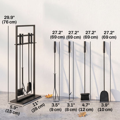 Metal Fireplace Tool Set — Set of 5