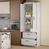 Tall Kitchen Pantry Cabinet 4-Tier with Drawers