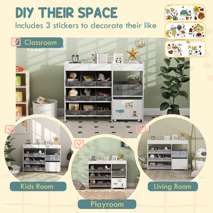 4-Tier Toy Storage Organizer with 11 Fabric Bins