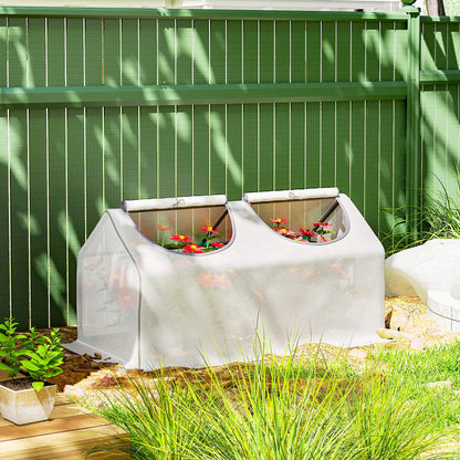 Portable mini tunnel greenhouse steel PE 120 cm