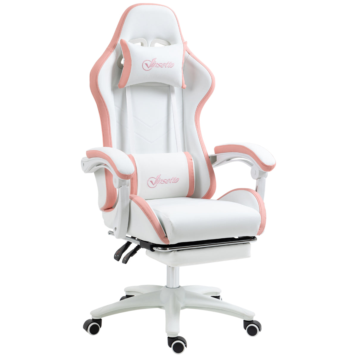 Ergonomic gaming chair in faux leather with footrest