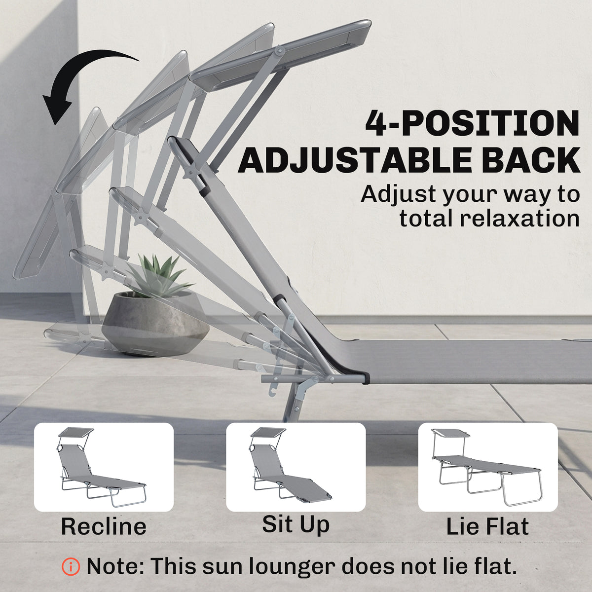 Folding Lounge Chair with Adjustable Sun Shade