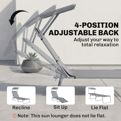 Folding Lounge Chair with Adjustable Sun Shade