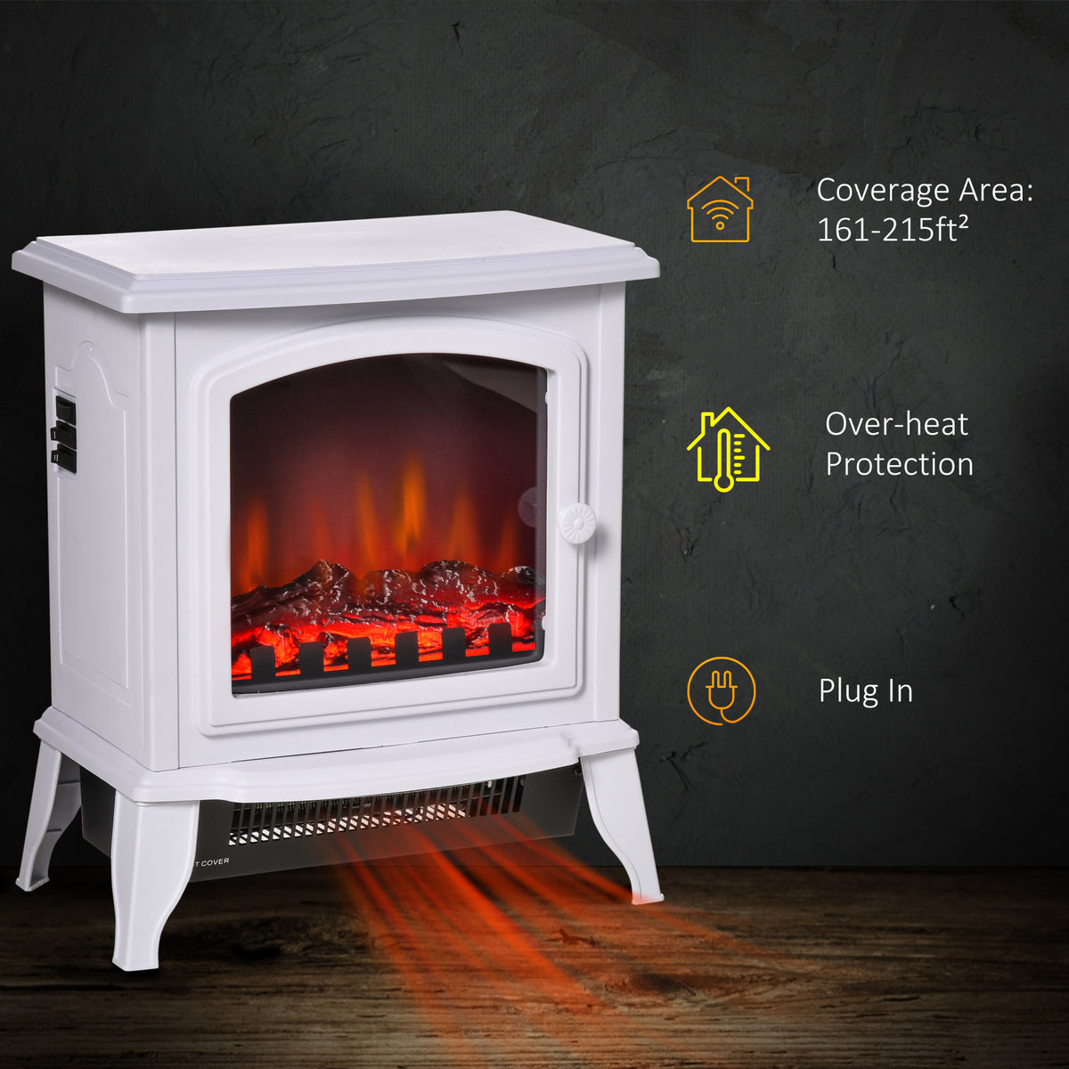Freestanding Electric Fireplace Heater Flame Effect