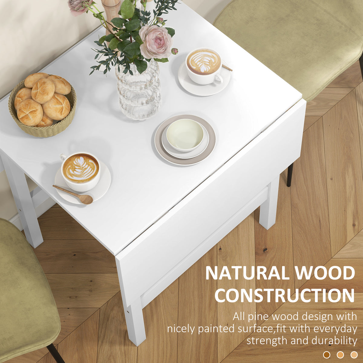 Mesa de comedor plegable de madera maciza de pino