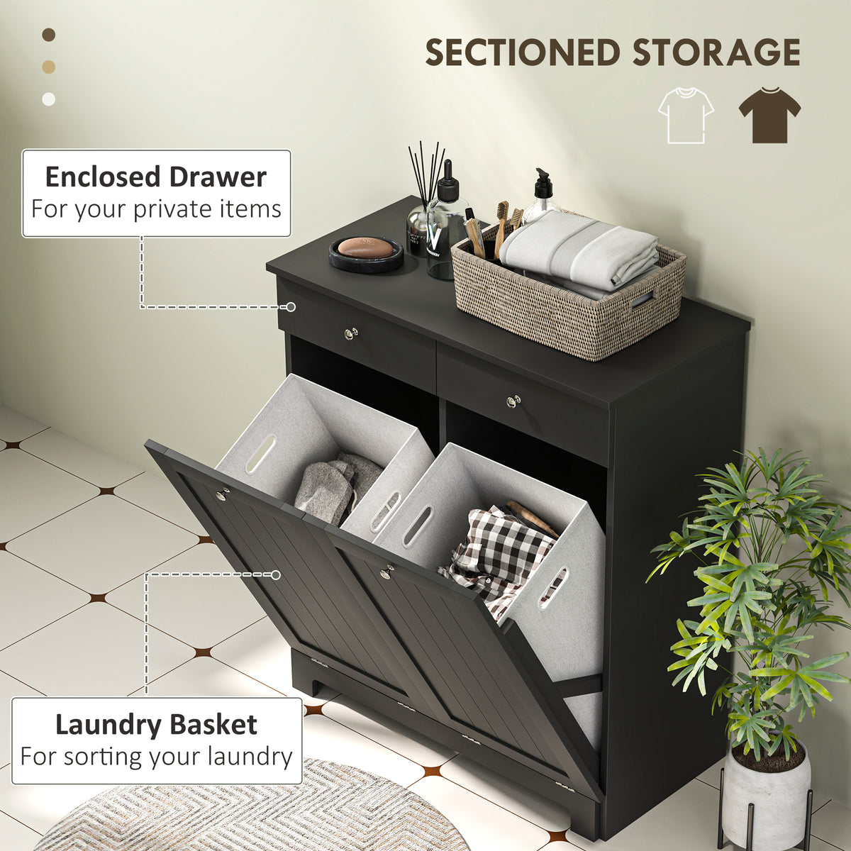 Mueble de lavandería basculante con dos cajones