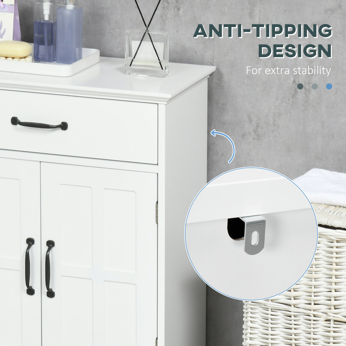 Bathroom floor cabinet with drawer