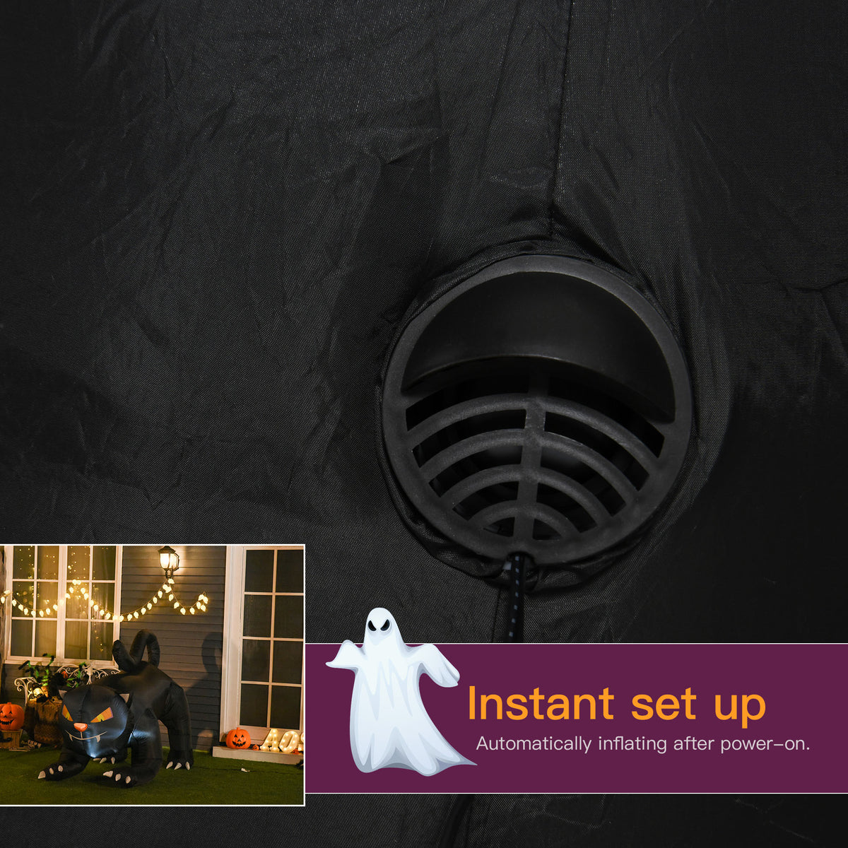 Gato negro inflable de Halloween de 6 pies — decoración exterior