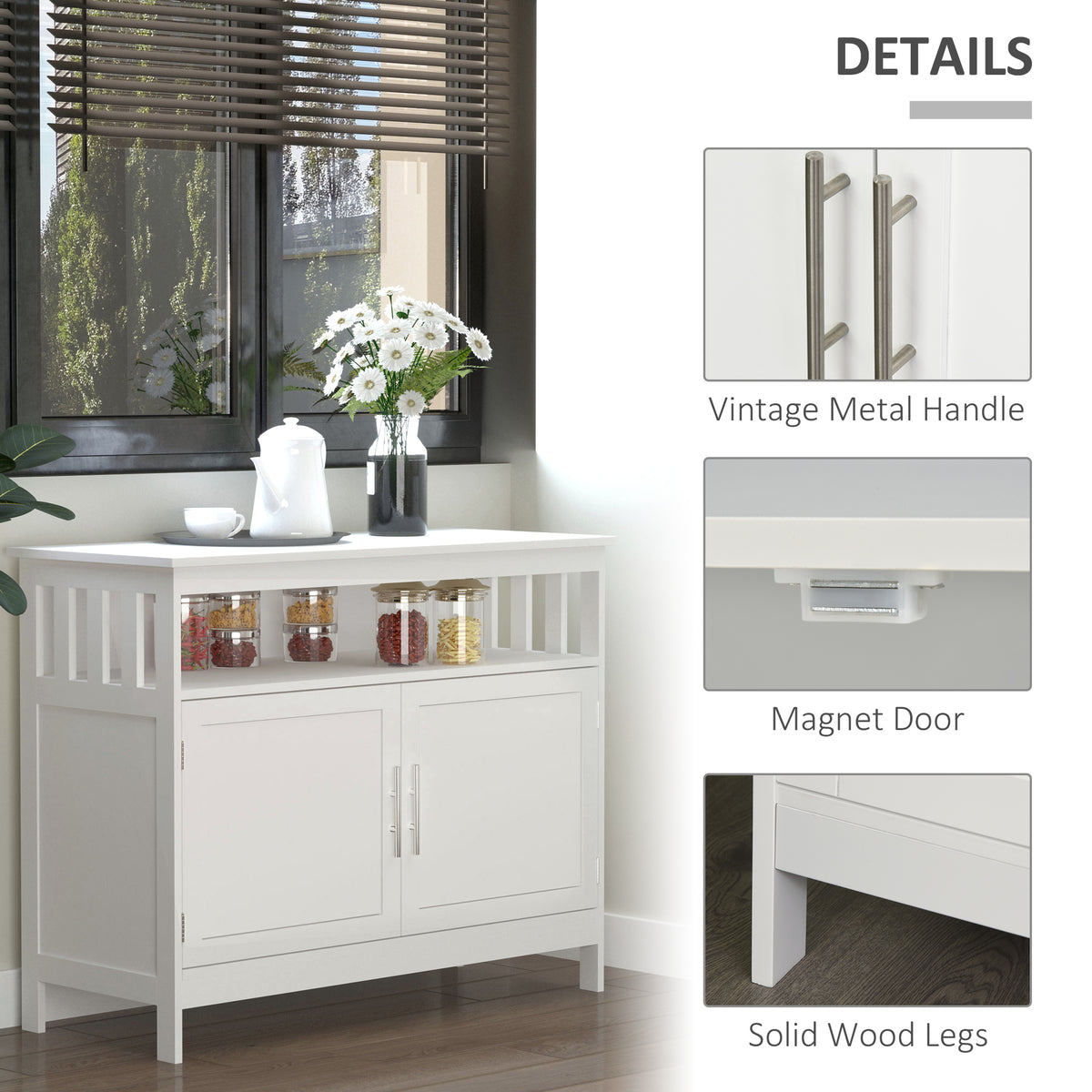 Wooden Console Table with Cabinet and Shelf