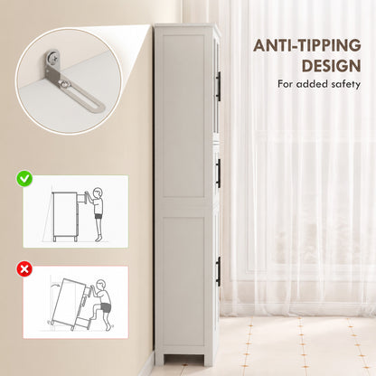 Armario alto de baño de madera y vidrio