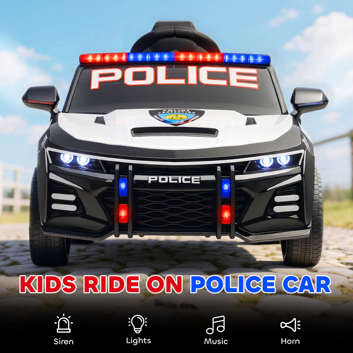 Kids Electric Ride-On Police Car with Remote Control