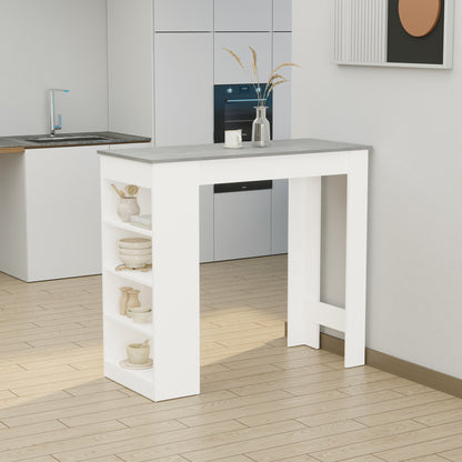 High Top Bar Table with 4 Storage Shelves