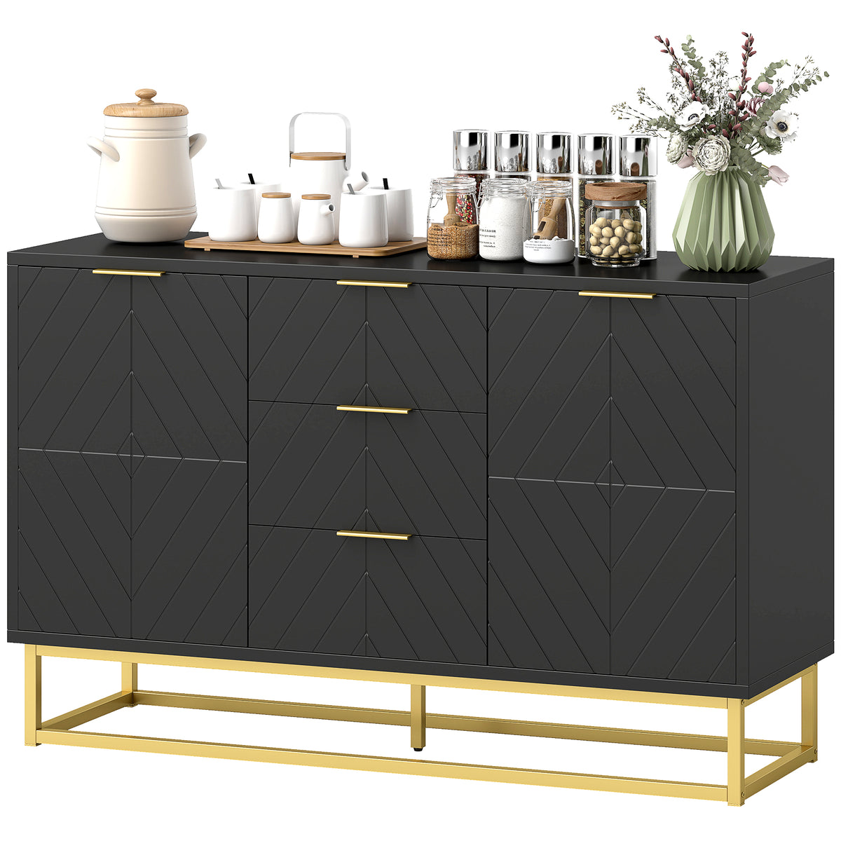 Mueble de almacenamiento de 120 cm con puertas y cajones