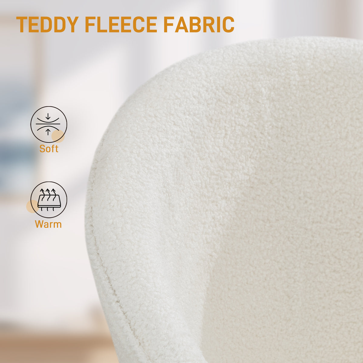 Silla de oficina giratoria y ajustable de felpa teddy