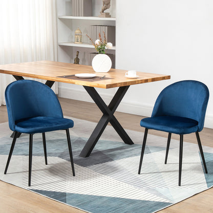 Dining chairs mid-back velvet upholstery set of 2