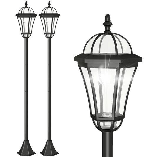 Solar LED Garden Lamp Posts, Set of 2