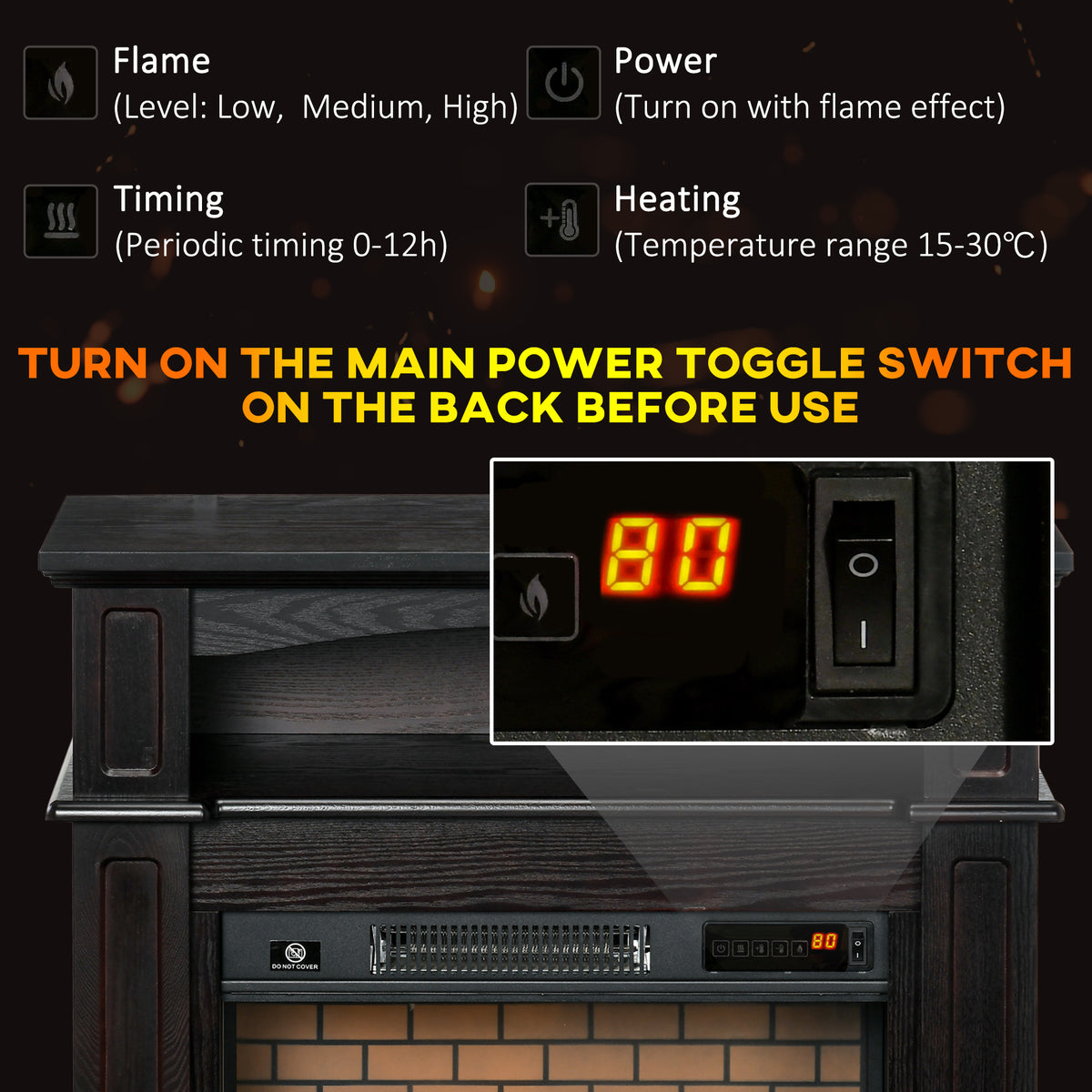 Electric Fireplace with Mantel Freestanding