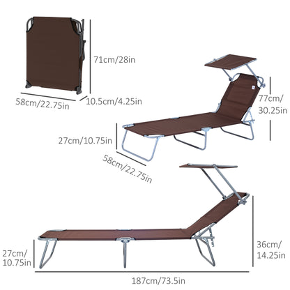 Folding Lounge Chair with Adjustable Sun Shade