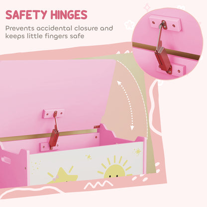 Toy storage chest with safety hinge lid