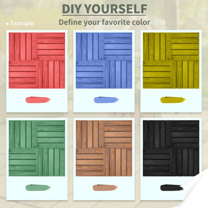 Interlocking Wood Deck Tiles — 27-Piece Set