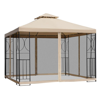 Double Roof Patio Gazebo with Mosquito Netting 10x10ft