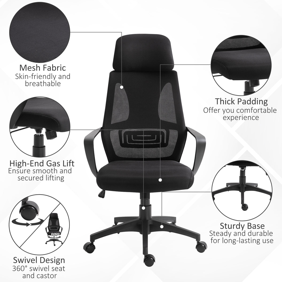 Ergonomic Office Chair with Adjustable Headrest