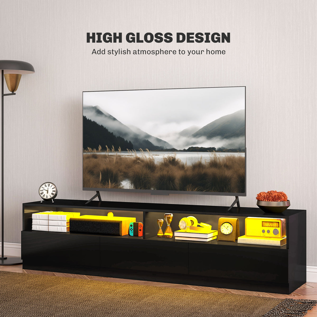 LED TV Stand High Gloss for TVs up to 75"