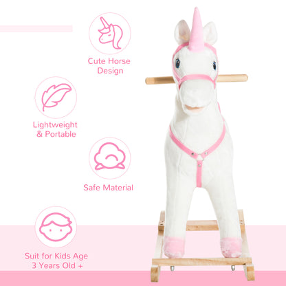 Caballo mecedor de peluche con forma de unicornio