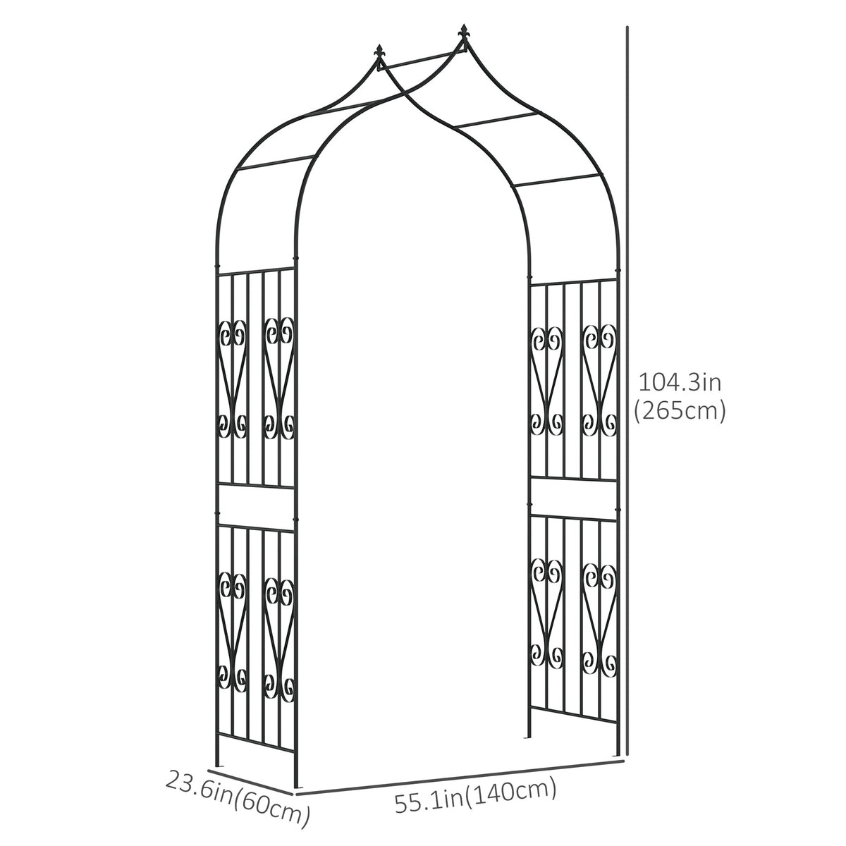 Arco de jardín decorativo con celosía 265 cm