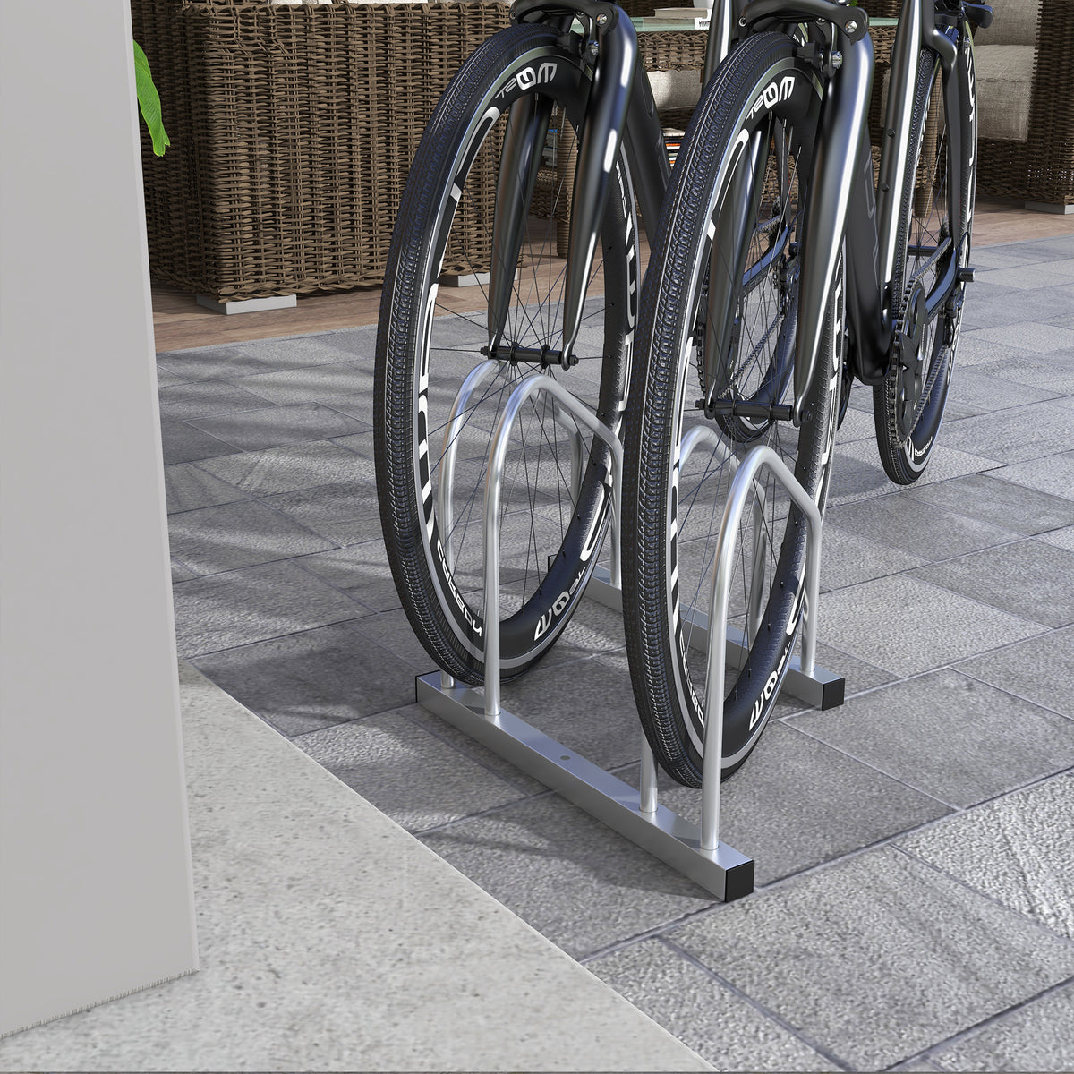 Soporte ajustable para 2 bicicletas — acero