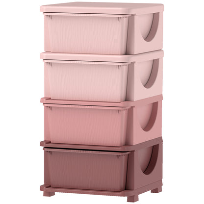 4-Tier Toy Organizer with 4 Plastic Drawers
