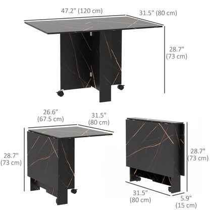 Foldable Drop Leaf Dining Table with Wheels