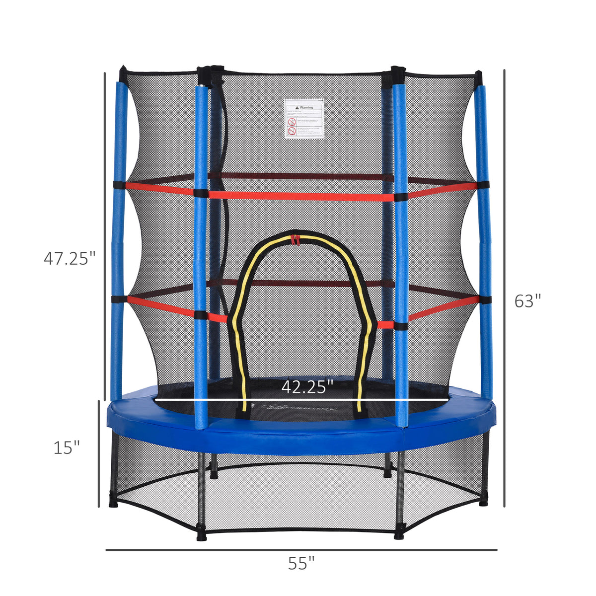 Kids Trampoline 55 in. with Safety Enclosure Net
