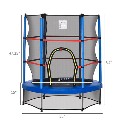 Kids Trampoline 55 in. with Safety Enclosure Net