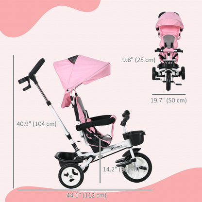 6-in-1 Evolving Toddler Tricycle with Canopy