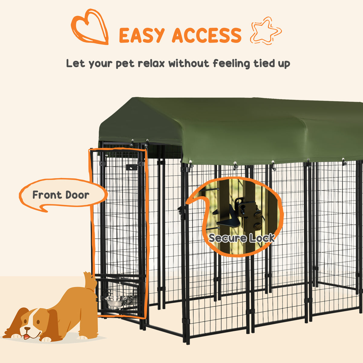 Outdoor dog kennel lockable welded steel playpen