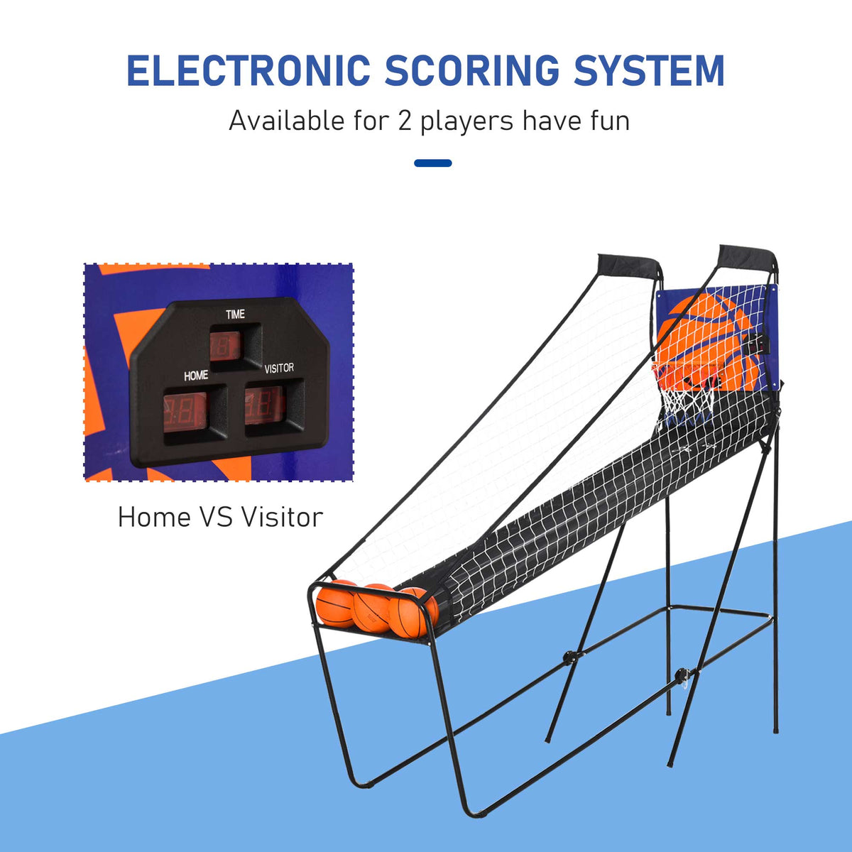 Foldable Two Player Arcade Basketball System