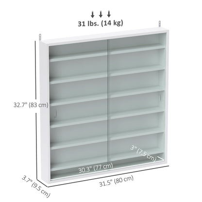 Vitrina expositora de pared de 7 niveles con puertas de vidrio