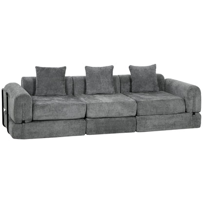Sofá cama modular plegable de chenilla