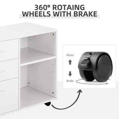 Mobile filing cabinet 3 drawers with open shelves