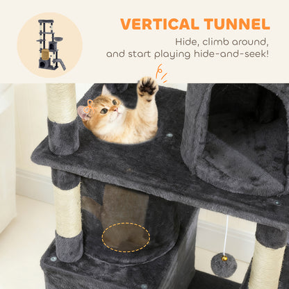 67" Multi-Level Cat Tree with 7 Scratching Posts — Dark Grey