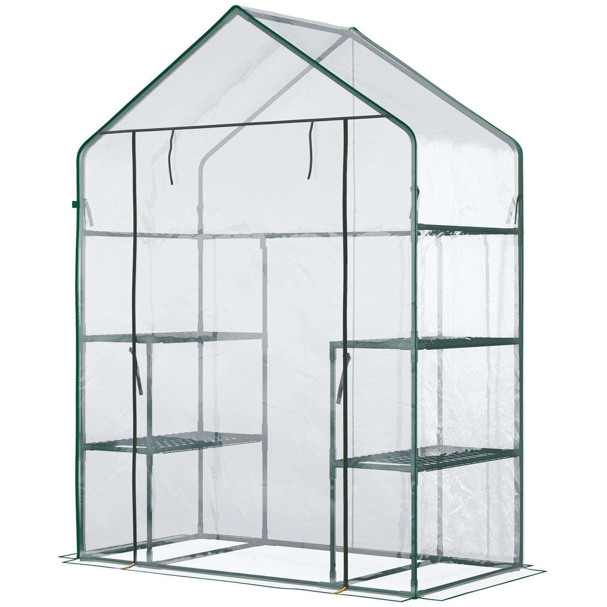 Walk-in Garden Greenhouse 4 Shelves Roll-Up Door