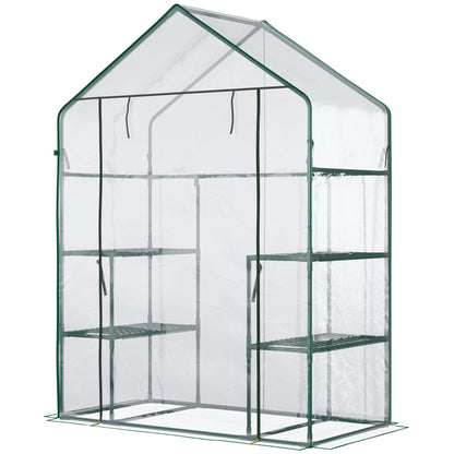 Walk-in Garden Greenhouse 4 Shelves Roll-Up Door