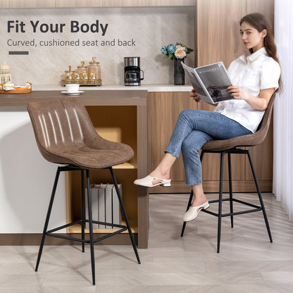 Swivel Bar Stools with Backrest and Footrest