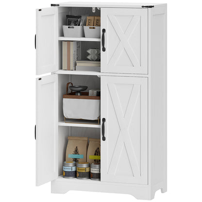 Freestanding Farmhouse Kitchen Pantry Cabinet with Barn Doors