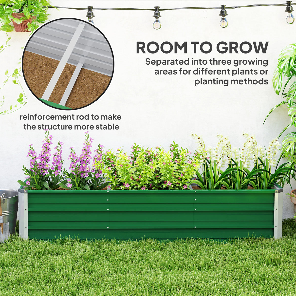 Galvanized Steel Raised Garden Bed 3-Section Planter