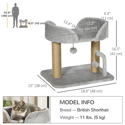 Árbol para gatos compacto con rascadores de yute