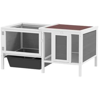 Rabbit hutch wooden dual-zone weatherproof roof