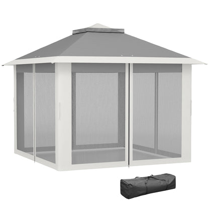 Double Roof Pop-Up Gazebo with Mesh Sidewalls 11 ft x 11 ft